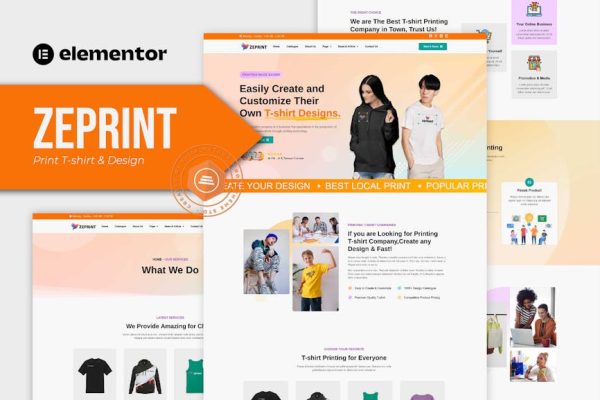 Zeprint - Print T-shirt & Design Elementor Pro Template Kit - Image 1