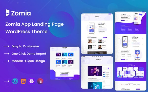 Zomia App Landing WordPress Theme - Image 1