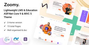 Zoomy lightweight lms education aspnet core 9 mvc 5 theme gplpixel.jpg