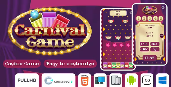 Carnival Game - Casino Game - HTML5 (Construct3) - Official Licence Carnival Game - Casino Game - HTML5 (Construct3) - Official Licence - Image 1