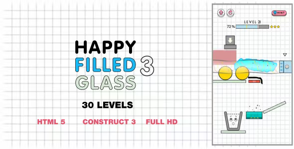 Happy Filled Glass 3 - HTML5 Game (Construct3) - Official Licence Happy Filled Glass 3 - HTML5 Game (Construct3) - Official Licence - Image 1