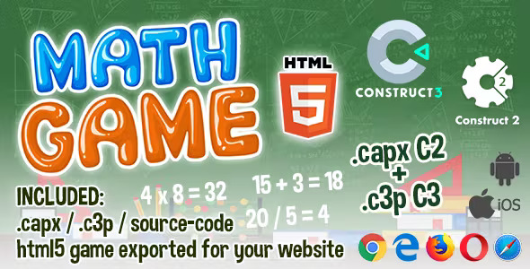 Math Game HTML5 - Construct 2 & 3 (.capx + .c3p + source-code) - Official Licence Math Game HTML5 - Construct 2 & 3 (.capx + .c3p + source-code) - Official Licence - Image 1