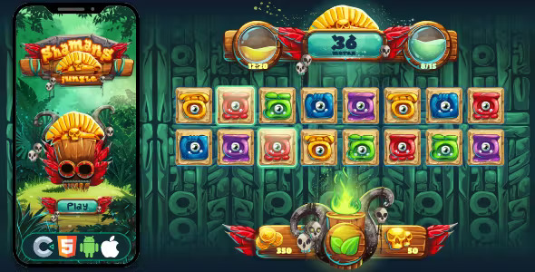 Shamans Jungle - HMTL5 Game, Construct 3 - Official Licence Shamans Jungle - HMTL5 Game, Construct 3 - Official Licence - Image 1
