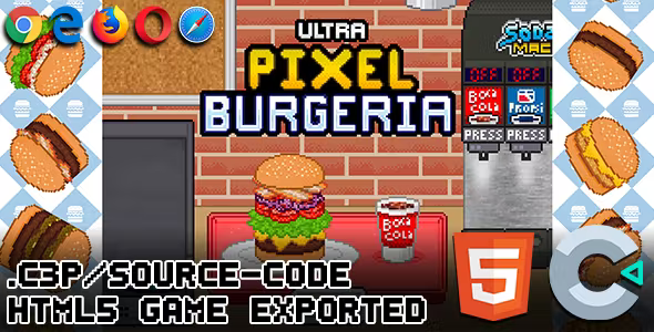 Ultra Pixel Burgeria HTML5 / Construct 3 Game - Official Licence Ultra Pixel Burgeria HTML5 / Construct 3 Game - Official Licence - Image 1